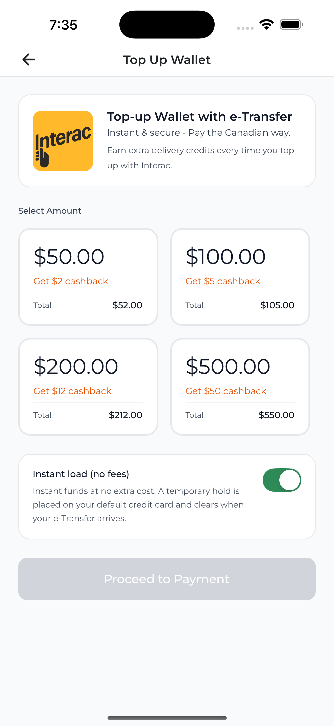 Interac e-Transfer Top-up